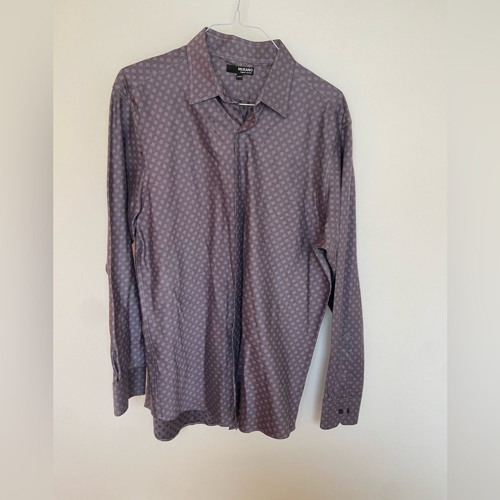 Murano xl Men's Purple Patterned Long-Sleeve Dress Shirt